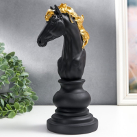 Сувенир полистоун "Шахматная фигура - Конь" чёрный с золотом МИКС 27х11,4х14,2 см