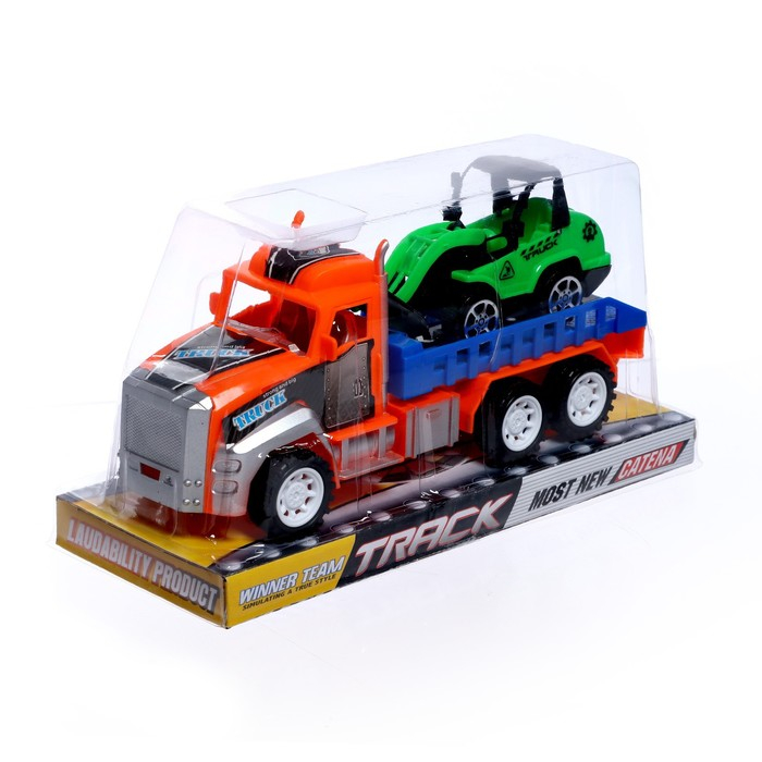 Грузовик инерционный «Перевозчик» с погрузчиком, цвета МИКС Грузовик инерционный «Перевозчик» с погрузчиком, цвета МИКС