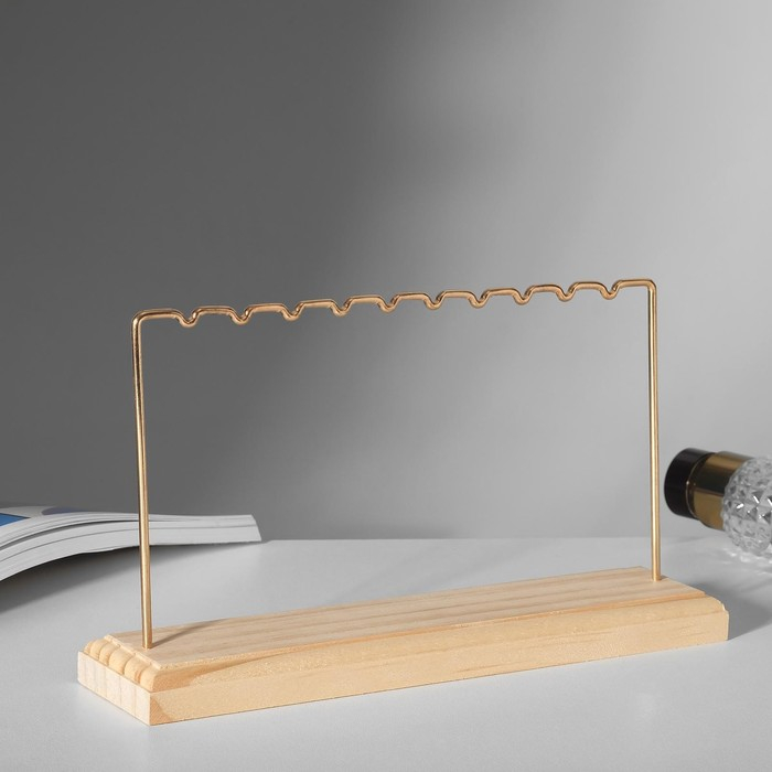 Подставка под серьги, 1 ярус, на 5 пар серёг, 21,7&times;5&times;12, цвет золото