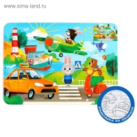 Пазл в рамке &laquo;Транспорт&raquo;, 34 детали + раскраска