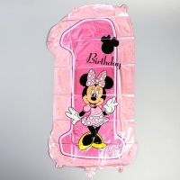 Букет из шаров фольгированных "Happy Birthday", набор 5 шт, Минни Маус, 4 сердечка, единичка Букет из шаров фольгированных "Happy Birthday", набор 5 шт, Минни Маус, 4 сердечка, единичка