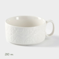 Набор фарфоровый чайный BellaTenero &laquo;Орнамент&raquo;, 3 предмета: чайник 400 мл, кружка 280 мл, бамбуковая подставка, цвет белый