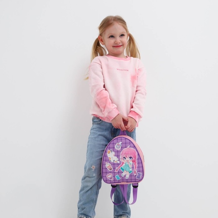 Рюкзак детский для девочки «Девочка аниме», 23х20,5 см см, отдел на молнии, цвет розовый Рюкзак детский для девочки «Девочка аниме», 23х20,5 см см, отдел на молнии, цвет розовый