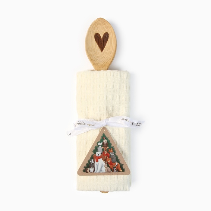 Новый год. Набор подарочный Доляна Winter: цвет белый, полотенце 35х60см, хл 100%, ваф 220г/м2