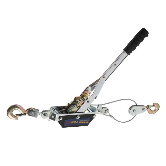 Лебедка рычажная ТУНДРА, двойное храповое колесо, тяга 1.5 т (подъем 0.6 т), трос 2 метра Лебедка рычажная ТУНДРА, двойное храповое колесо, тяга 1.5 т (подъем 0.6 т), трос 2 метра