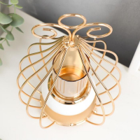 Подсвечник металл на 1 свечу "Капля" золото и белый 26х14,5х9 см