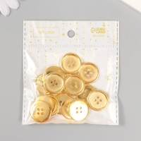 Пуговицы пластик 4 прокола "Золотая" 2,3х2,3 см набор 15 шт