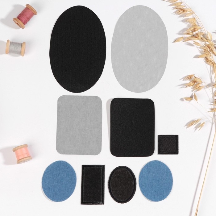 Набор заплаток для одежды &laquo;Ассорти&raquo;, термоклеевые, 9 шт, цвет МИКС