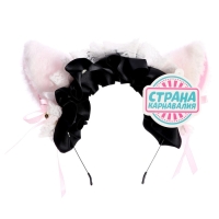 Карнавальный ободок «Аниме ушки» с чёрной повязкой Карнавальный ободок «Аниме ушки» с чёрной повязкой