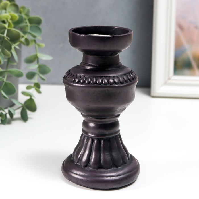 Подсвечник полистоун на 1 свечу Подсвечник полистоун на 1 свечу "Горец" чёрный, свеча в комплекте 15х8,5х8,5 см