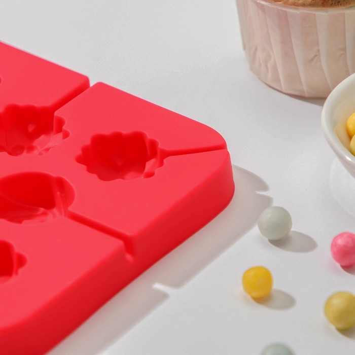 Форма для леденцов Доляна &laquo;Летний полдень&raquo;, силикон, 12,5&times;12,5&times;1,5 см, 8 ячеек (2,7&times;2,7 см), с палочками, цвет МИКС