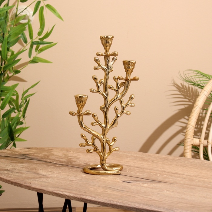 Подсвечник на 3 свечи Подсвечник на 3 свечи "Фьюри" алюминий 10х18х37 см