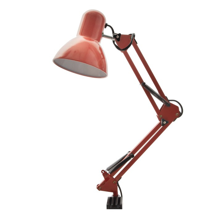 Лампа настольная Е27, h=55 см, шарнирная, на зажиме (220В) красная RISALUX
