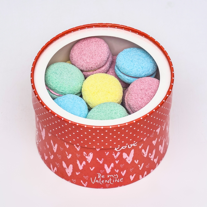 Коробка для макарун тубус с окном " With love! " 16 х 16 х 9 см
