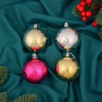 Набор шаров пластик d-6 см, 4 шт "Ария" микс Набор шаров пластик d-6 см, 4 шт "Ария" микс