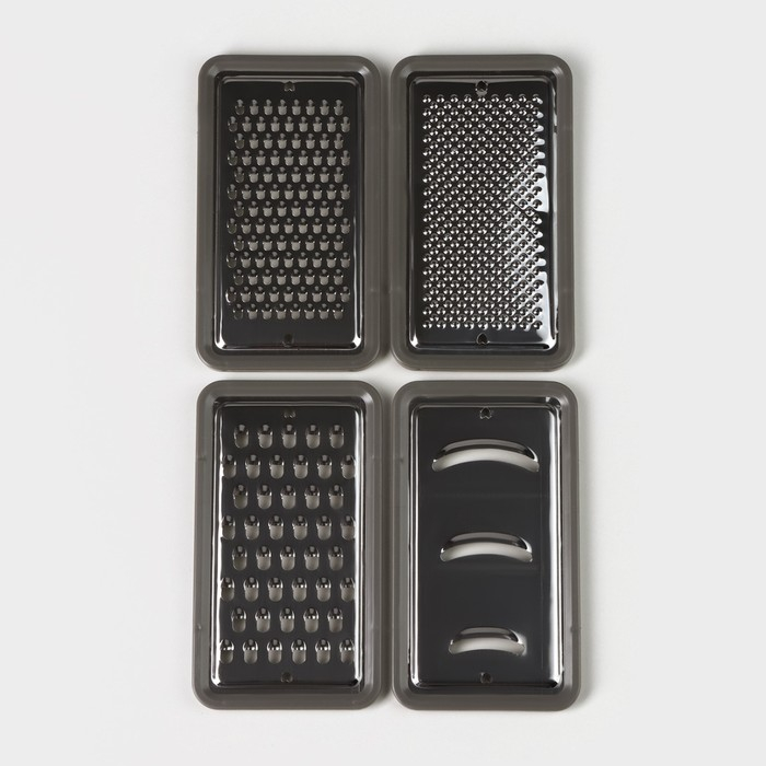 Тёрка-контейнер, 9&times;27 см, 4 насадки, цвет МИКС