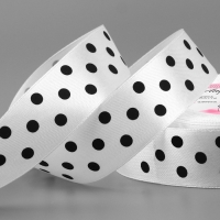 Лента атласная «Горошек», 25 мм × 23 ± 1 м, цвет белый №001 Лента атласная «Горошек», 25 мм × 23 ± 1 м, цвет белый №001