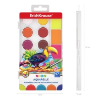 Акварель 17 цветов ErichKrause ArtBerry Neon, неоновая палитра с УФ-защитой, супер яркие, с увеличенными кюветами, европодвес, без кисти Акварель 17 цветов ErichKrause ArtBerry Neon, неоновая палитра с УФ-защитой, супер яркие, с увеличенными кюветами, европодвес, без кисти