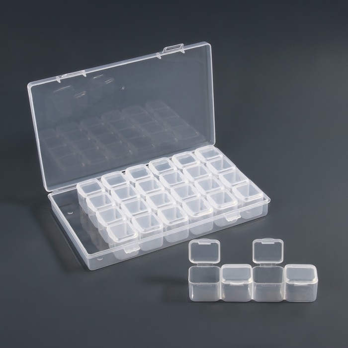 Органайзер для декора, 7 блоков, 4 ячейки, 17,5 × 10,5 × 2,7 см, цвет прозрачный Органайзер для декора, 7 блоков, 4 ячейки, 17,5 × 10,5 × 2,7 см, цвет прозрачный