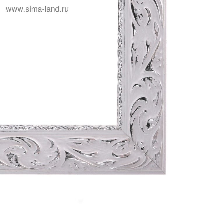 Рама для картин (зеркал) 50 х 60 х 4 см, дерево "Версаль", бело-серебристая