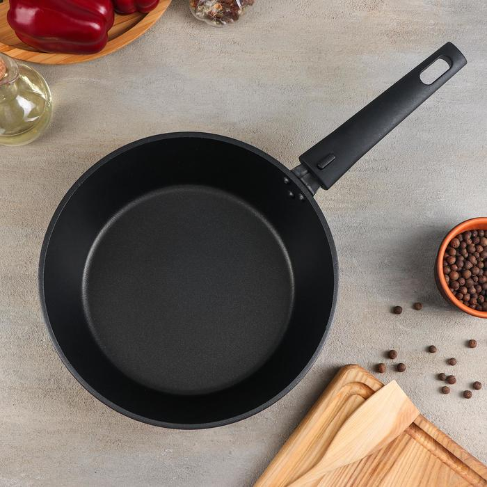 Сковорода &laquo;Надежда&raquo;, d=24 см, h=7,4 см, съёмная ручка, антипригарное покрытие, цвет чёрный