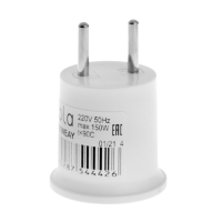 Переходник Ecola, вилка-патрон, Е27, 40 х 55 мм, белый Переходник Ecola, вилка-патрон, Е27, 40 х 55 мм, белый