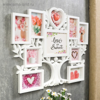 Фоторамка пластик на 10 фото 10х10,10х15,12х12,15х20 см "Дерево с плодами" белая 52х65х3 см 478534 Фоторамка пластик на 10 фото 10х10,10х15,12х12,15х20 см "Дерево с плодами" белая 52х65х3 см 478534