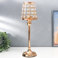 Подсвечник металл на 1 свечу "Кристаллы - Лампа" золото 36х13х13 см