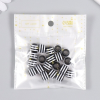 Бусины для творчества пластик "Чёрно-белый цилиндр" набор 20 шт 1х1,2х1,2 см