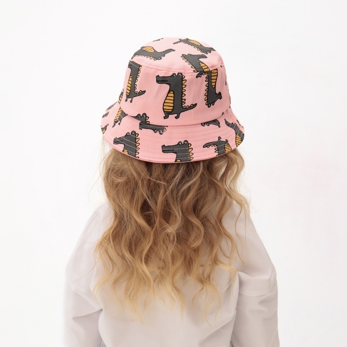 Панама детская MINAKU "Крокодилы", цвет розовый, р-р 52-54