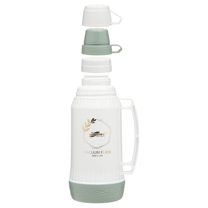 Термос 1 л, со стеклянной колбой, сохраняет тепло 12 ч, с кружкой, 30 см, зелёный