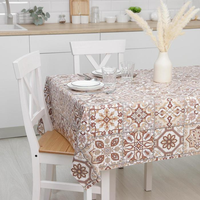 Клеёнка на стол Доляна &laquo;Велла&raquo;, на тканевой основе, рулон 20 метров, ширина 137 см