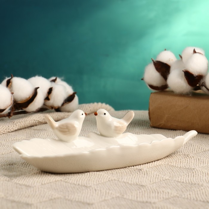 Подставка для мелочей "Пташки" 21х8х5см, белая