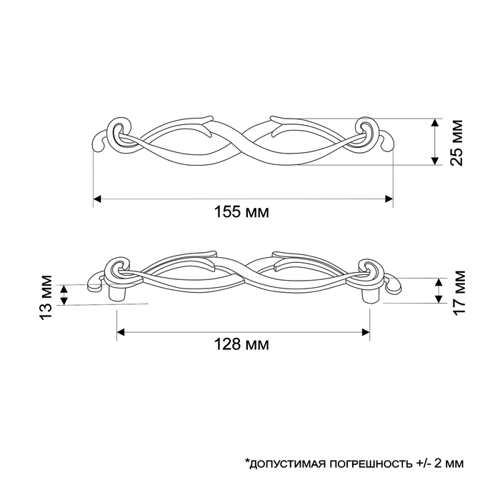 Ручка-скоба PC172AB, м/о 128 мм, цвет бронза Ручка-скоба PC172AB, м/о 128 мм, цвет бронза