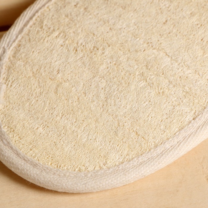 Мочалка из люфы, спонж овальный с хлопком, 16х11 см Мочалка из люфы, спонж овальный с хлопком, 16х11 см