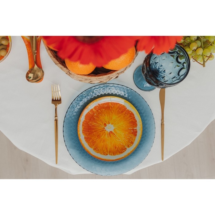 Тарелка стеклянная Доляна &laquo;Сочный апельсин&raquo;, d=20 см, цвет оранжевый
