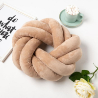 Подушка-узел &laquo;Этель&raquo;, d=33см, цвет тёмно-бежевый, велюр