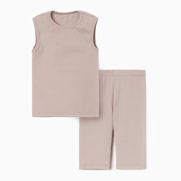 Комплект для девочки (майка и велосипедки) MINAKU, цвет бежевый, рост 122 см Комплект для девочки (майка и велосипедки) MINAKU, цвет бежевый, рост 122 см