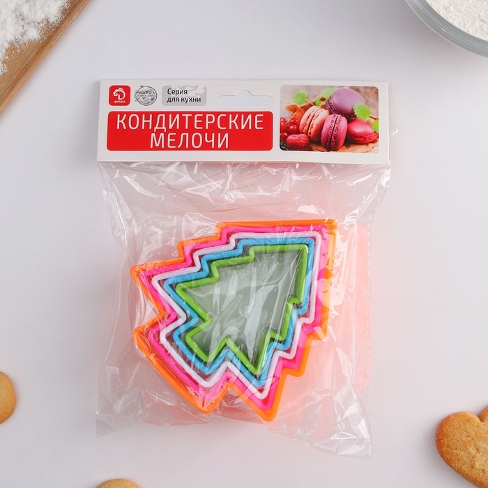 Набор форм для вырезания печенья новогодний Доляна «Ёлочка», 5 шт Набор форм для вырезания печенья новогодний Доляна «Ёлочка», 5 шт