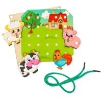 Деревянная игрушка-шнуровка «Ферма», 15×15 см Деревянная игрушка-шнуровка «Ферма», 15×15 см