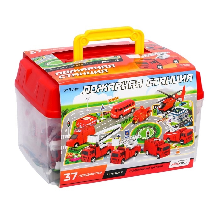 Набор игровой &laquo;Пожарная станция&raquo;, машинки 12 штук, дорожные знаки, игровое поле