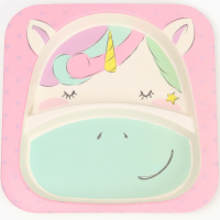 Набор бамбуковой посуды &laquo;Единорожка&raquo;, тарелка, миска, стакан, приборы, 5 предметов