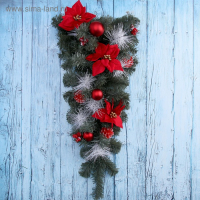 Ёлка декор настенная "С сединой, пуансетия" 57 см Ёлка декор настенная "С сединой, пуансетия" 57 см