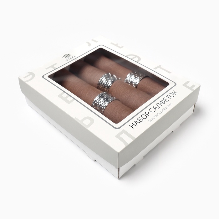 Набор салфеток с декорат. кольцами Этель Sand 40х40 см - 4 шт, 100% лён