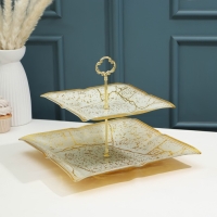 Этажерка «Камень», 2 уровня, цвет бежевый с золотым Этажерка «Камень», 2 уровня, цвет бежевый с золотым