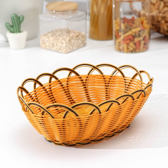 Корзинка для подачи Доляна &laquo;Ромашка&raquo;, 28&times;20&times;10 см, цвет золотистый