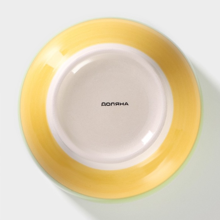 Салатник керамический Доляна &laquo;Подсолнух&raquo;, 800 мл, d=14 см, цвет зелёный