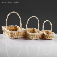 Набор корзин, 3 шт, 28&times;18&times;8/28, 25&times;16&times;7/24, 21&times;12&times;6/20 см, ротанг