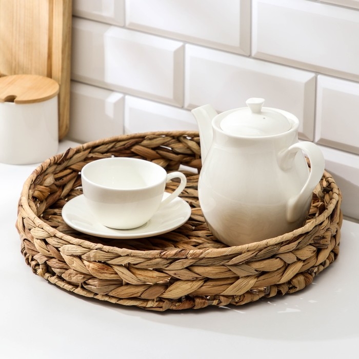 Корзинка для подачи Доляна &laquo;Камыш&raquo;, d=32 см, из соломы