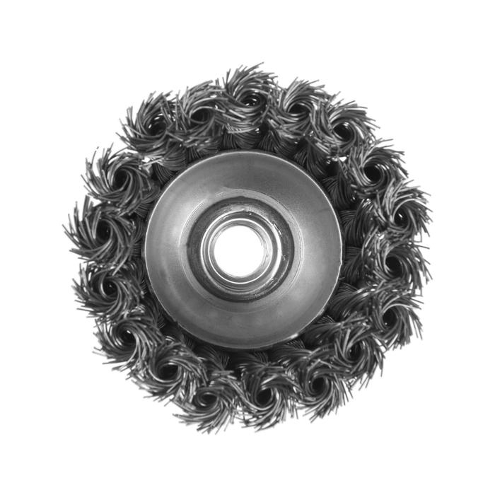 Щетка металлическая для УШМ ТУНДРА, крученая проволока, Щетка металлическая для УШМ ТУНДРА, крученая проволока, "чашка", М14, 75 мм